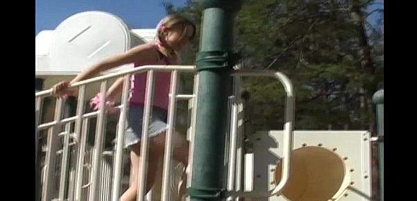  Kitty flashing her pink panties at the park